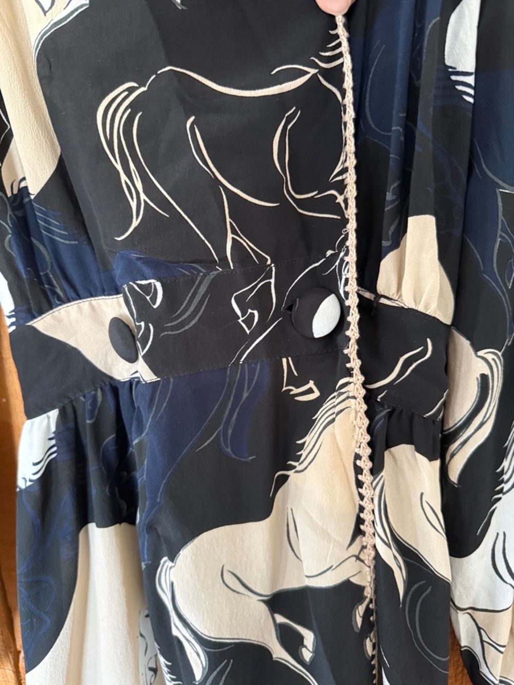 CHASING UNICORNS << Runaway horses silk crepe wrap dress - Picture 8 of 13